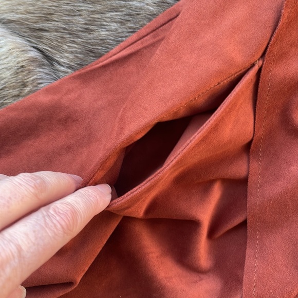 Kut from the Kloth Rust Brown Faux Suede Draped Front Jacket Size Small - Picture 7 of 11